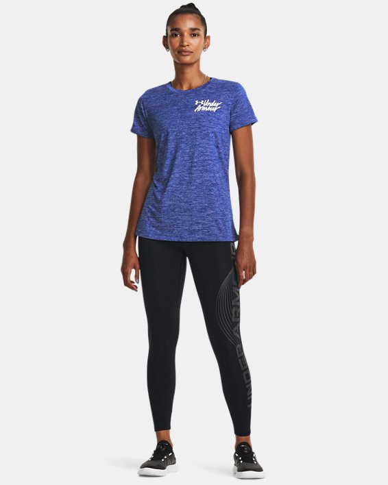 Women's UA Tech™ Twist Graphic Short Sleeve in Blue image number 2